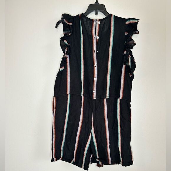 Anthropologie Thread Essential Ruffle Sleeve Striped Romper - Picture 4 of 4